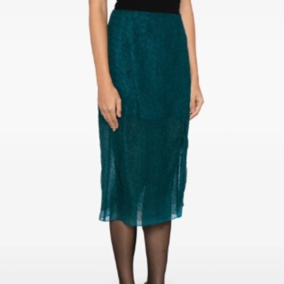 NWOT Jason Wu Collection Double-layered Turquoise Silk Midi Skirt S $1,935 - Picture 3 of 12